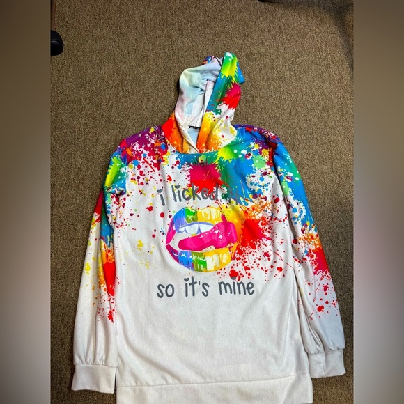 VERTICHE Colorful Graphic Hoodie WHITE COLOR size M - Picture 1 of 9